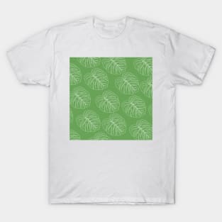 monstera tropical plant hawaii aloha print green and white T-Shirt